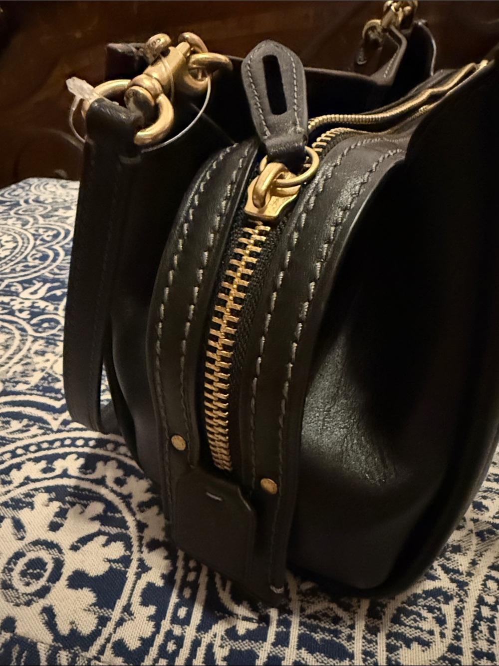 NEW****^Coach Rogue 34 Black Leather Shoulder Bag with Gold Accents - Picture 9 of 11